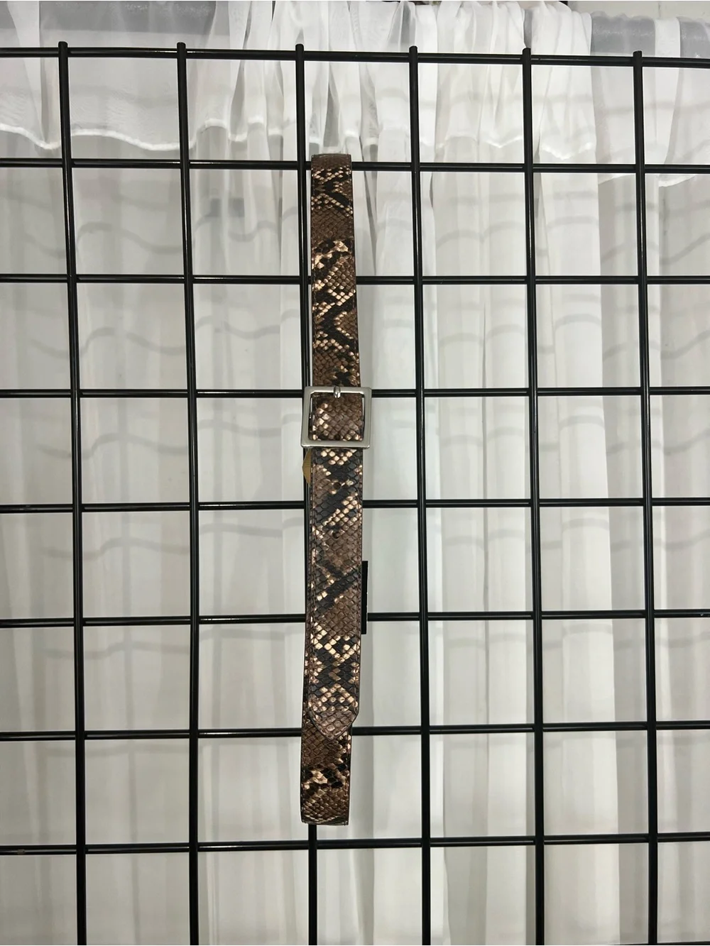 White House Black Market Brown Snake-Print Leather Belt